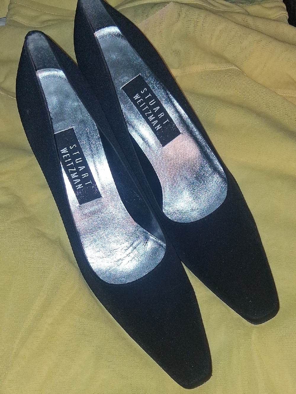 Stuart Weitzman Black Suede Pointed Pumps